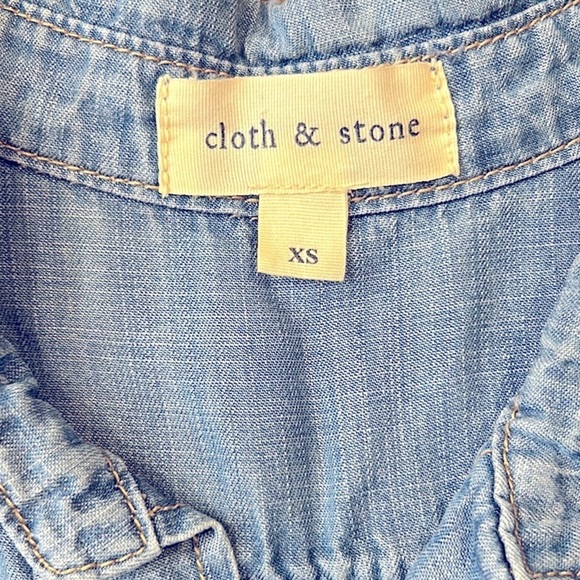 Cloth & Stone Tencel 3/4 Sleeve Button Down Tunic Top  XS - Picture 4 of 9